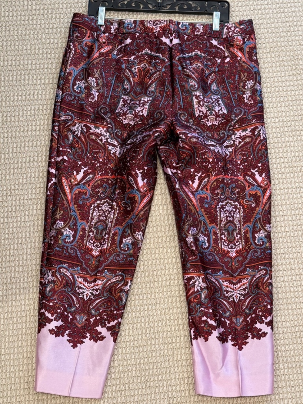 J.Crew COLLECTION Silk Trousers Pants Bottoms NEW NWT Size 12 Pink wine paisley - Picture 9 of 9